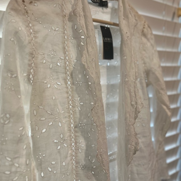 Lauren Ralph Lauren NWT White Eyelet Linen Duster Cottagecore Boho Coastal Small - Picture 14 of 15